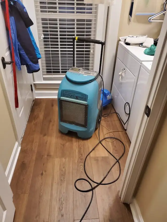 Commercial dehumidifier deployed for Flood Damage Cleanup in Buxton